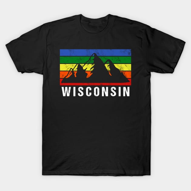 Retro Vintage Wisconsin USA Mountain Gift T-Shirt by JKFDesigns